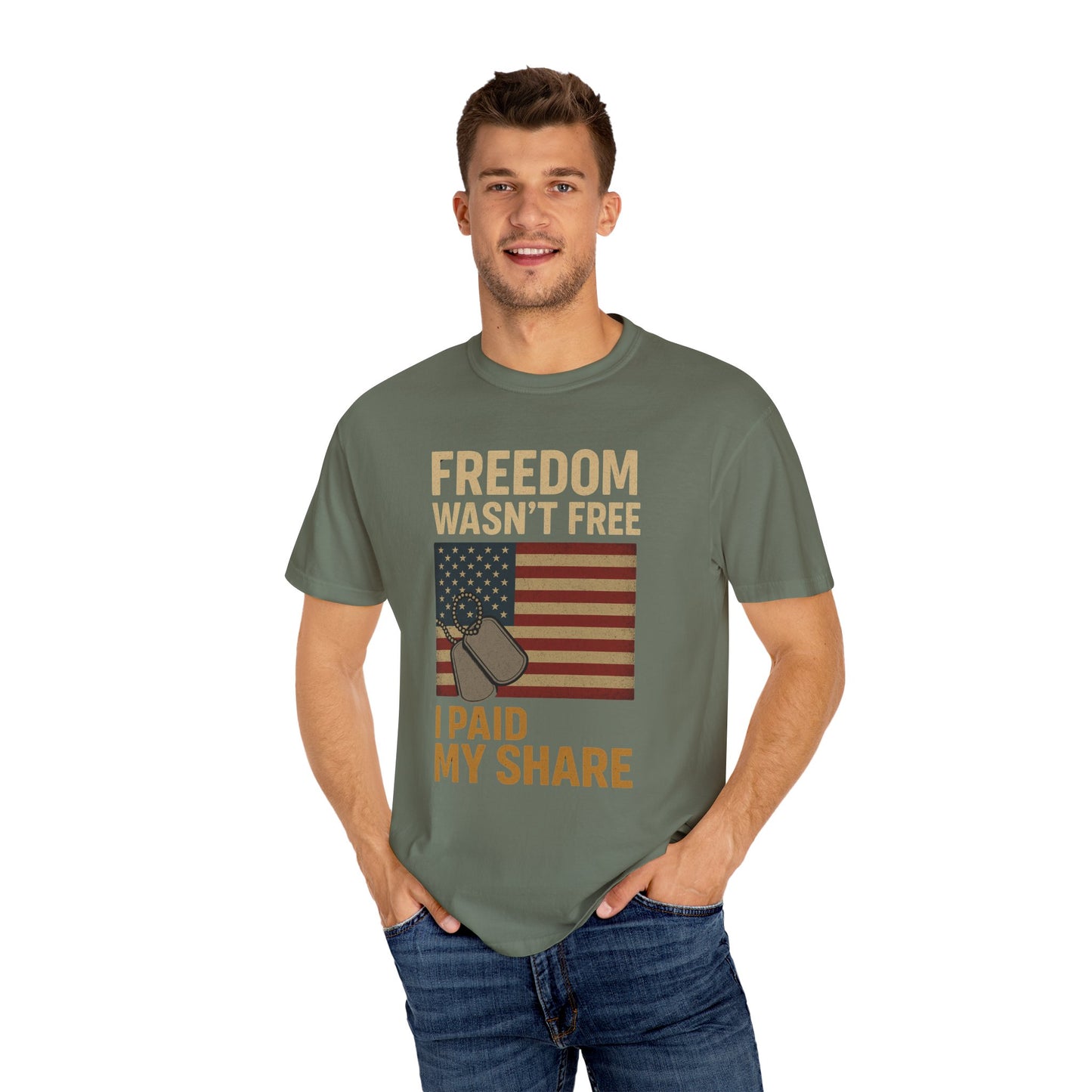Patriotic Freedom T-Shirt - Unisex Garment-Dyed Tee for Veterans, Memorial Day, Independence Day, Everyday Wear, Stylish Casual Top