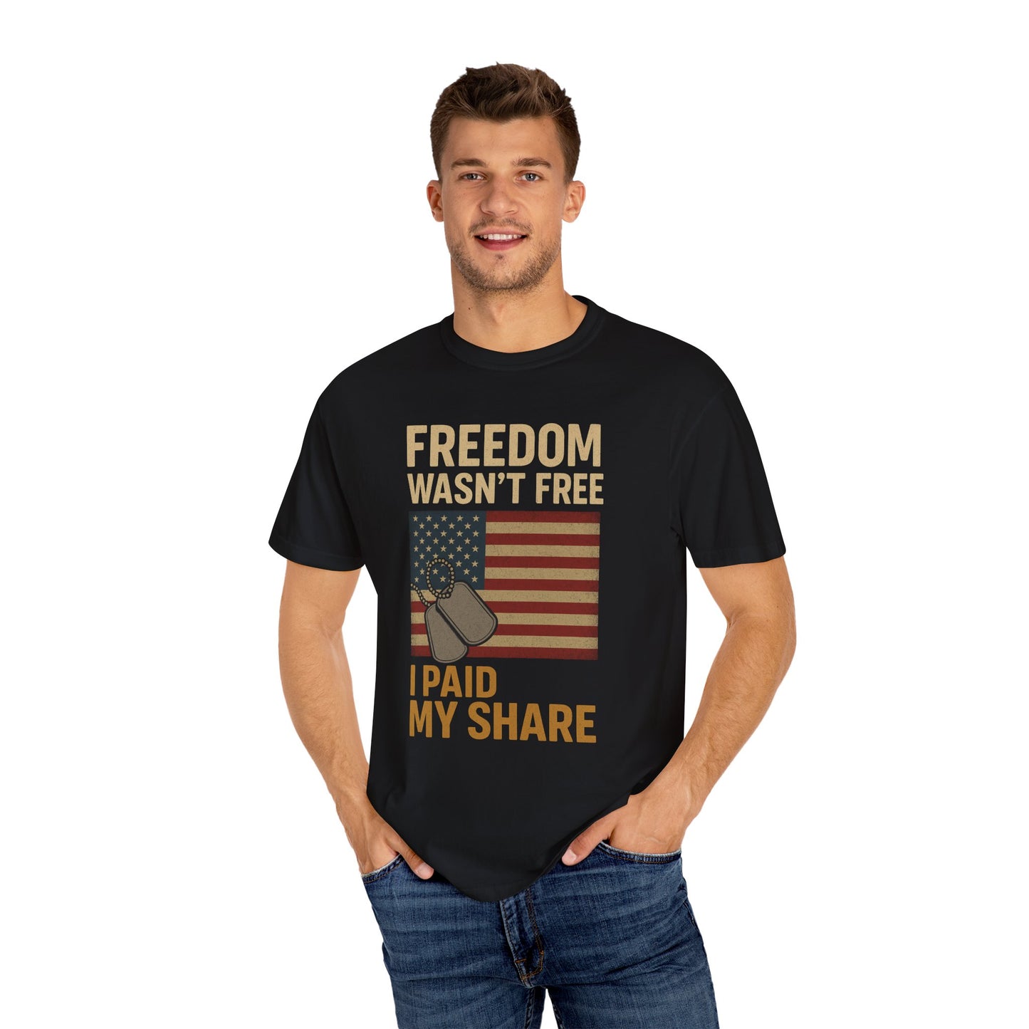 Patriotic Freedom T-Shirt - Unisex Garment-Dyed Tee for Veterans, Memorial Day, Independence Day, Everyday Wear, Stylish Casual Top