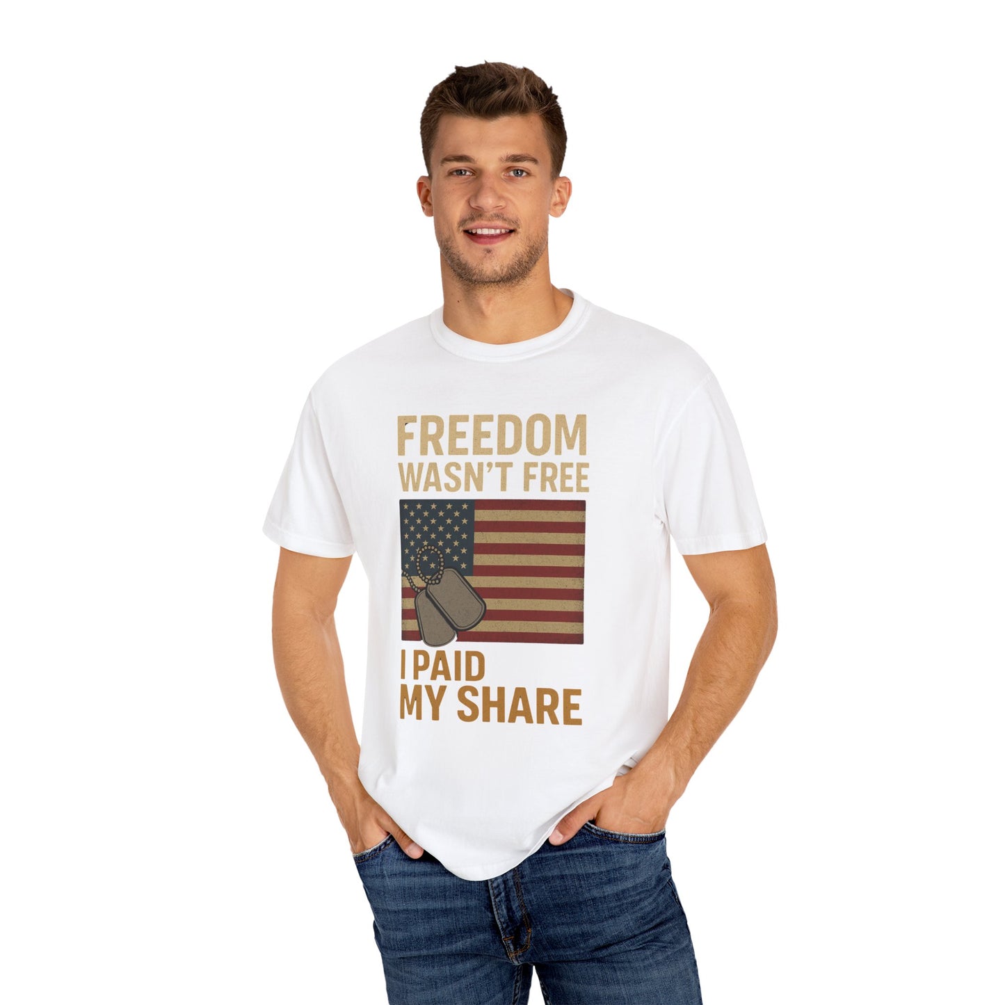 Patriotic Freedom T-Shirt - Unisex Garment-Dyed Tee for Veterans, Memorial Day, Independence Day, Everyday Wear, Stylish Casual Top