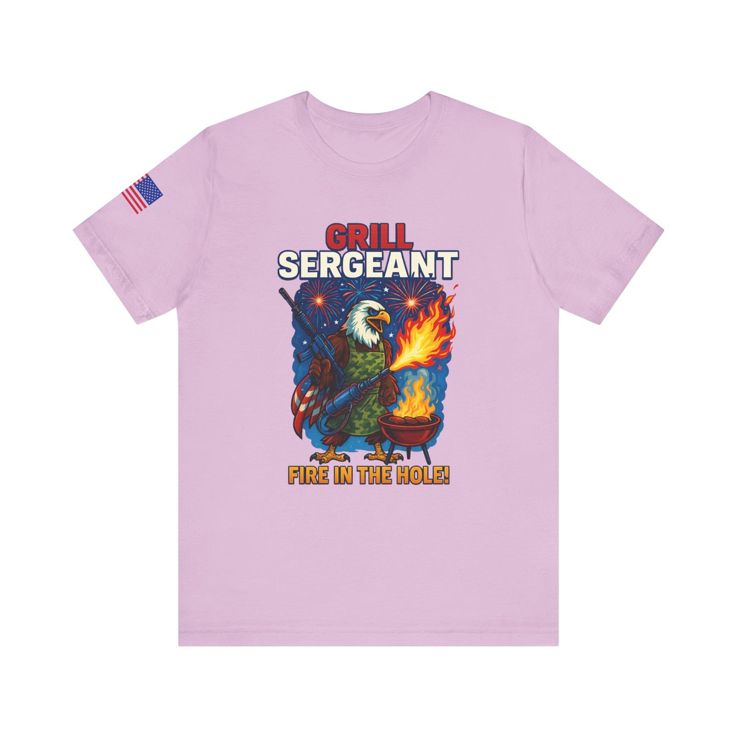 Grill Sergeant Tee - Fire in the Hole | Funny BBQ Shirt, Gift for Grill Lovers, Unisex T-Shirt, Patriotic Cookout Apparel