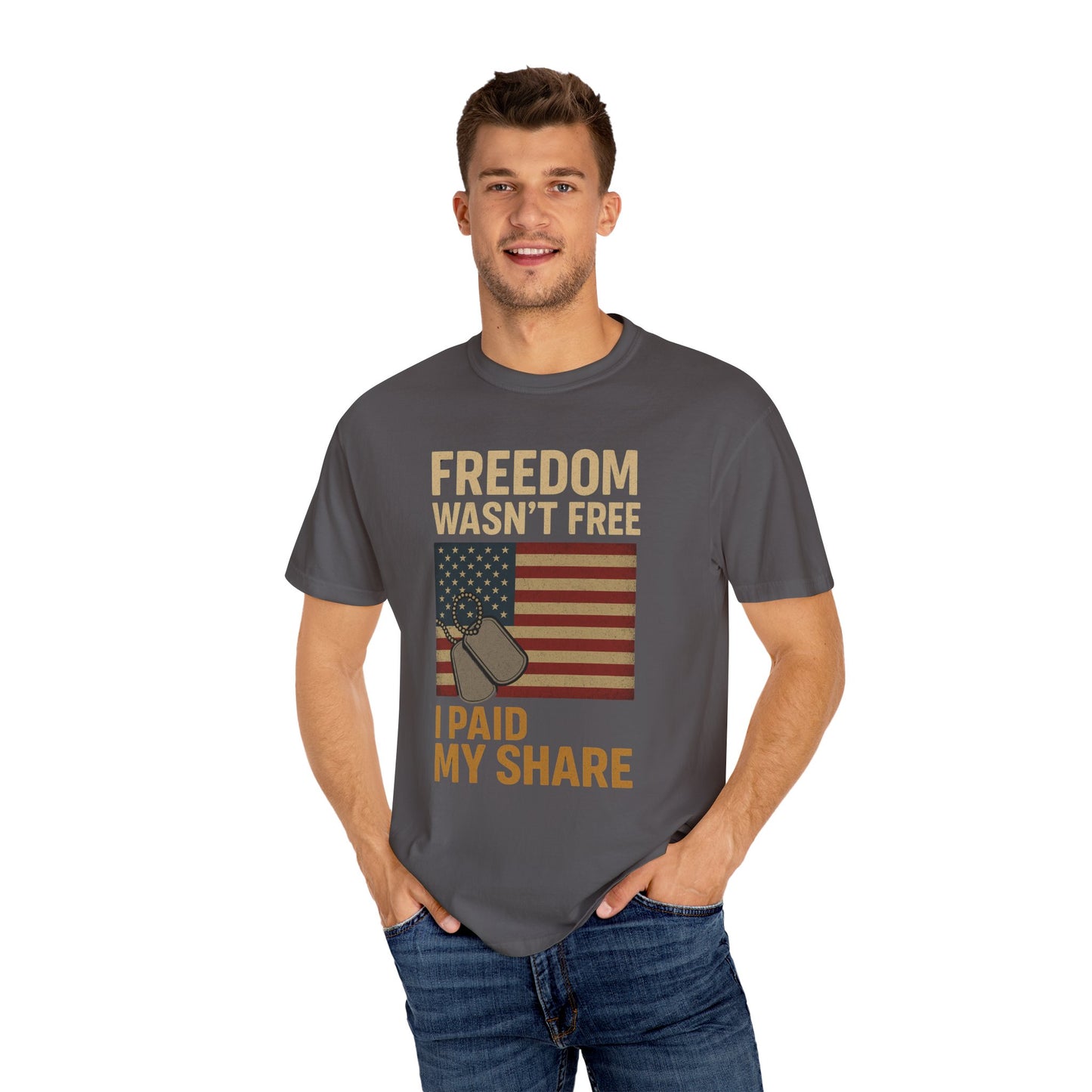 Patriotic Freedom T-Shirt - Unisex Garment-Dyed Tee for Veterans, Memorial Day, Independence Day, Everyday Wear, Stylish Casual Top