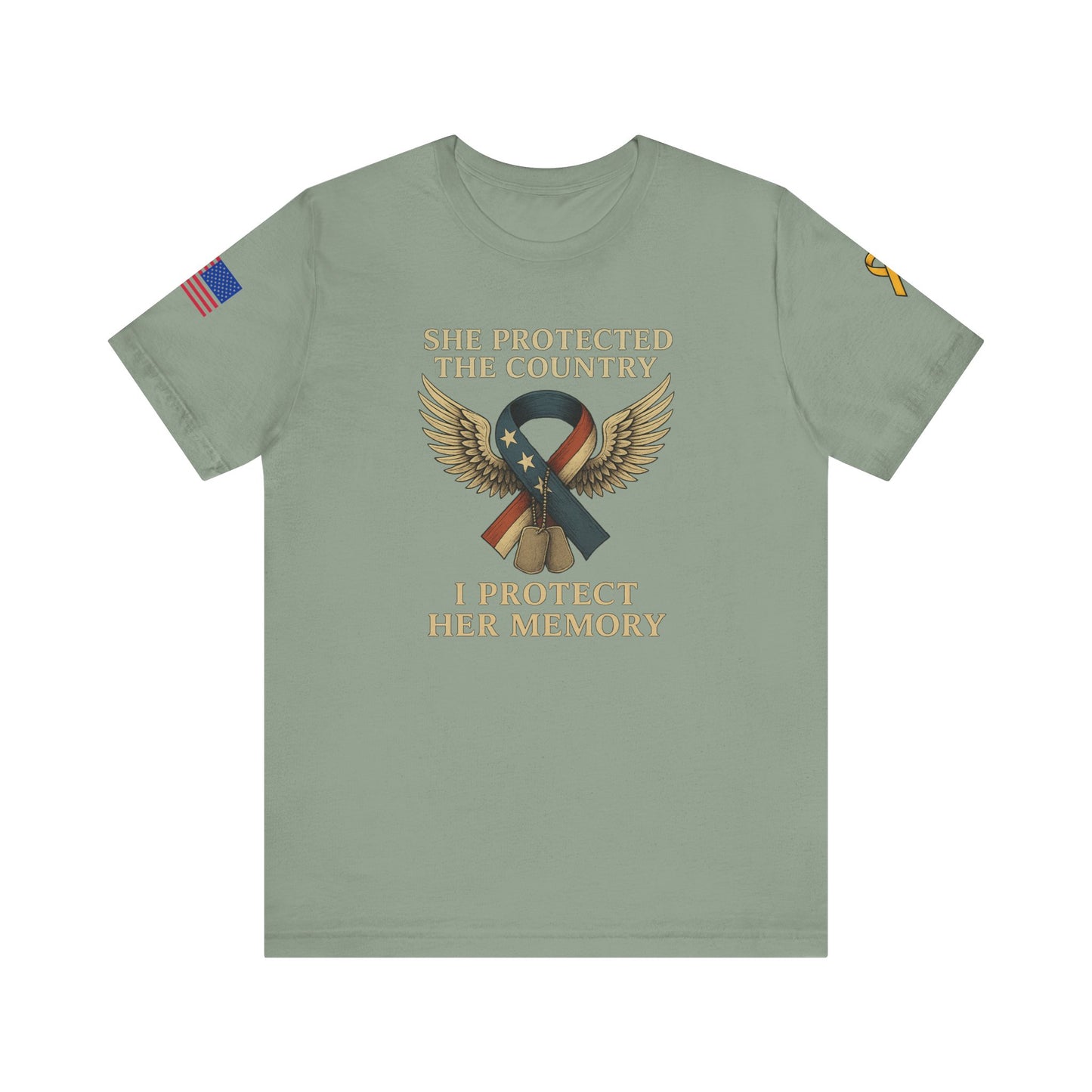 Memorial Tribute Tee: Her Memory Honor Their Legacy, Short Sleeve T-Shirt for Remembrance