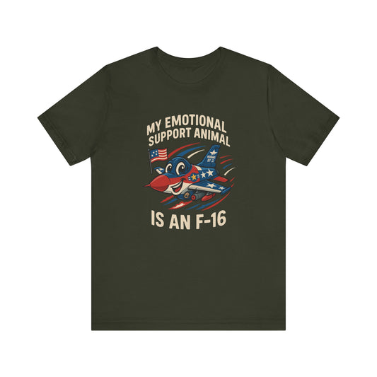 My Emotional Support Animal F-16 Tee, Funny T-Shirt, Aviation Gift, Pilot Humor, Military Apparel, Casual Wear