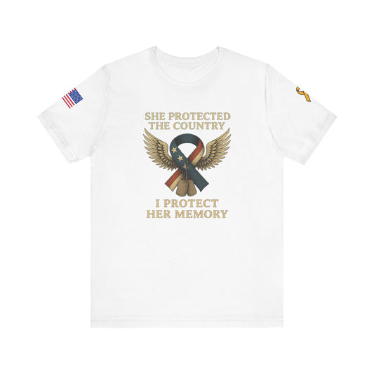 Memorial Tribute Tee: Her Memory Honor Their Legacy, Short Sleeve T-Shirt for Remembrance