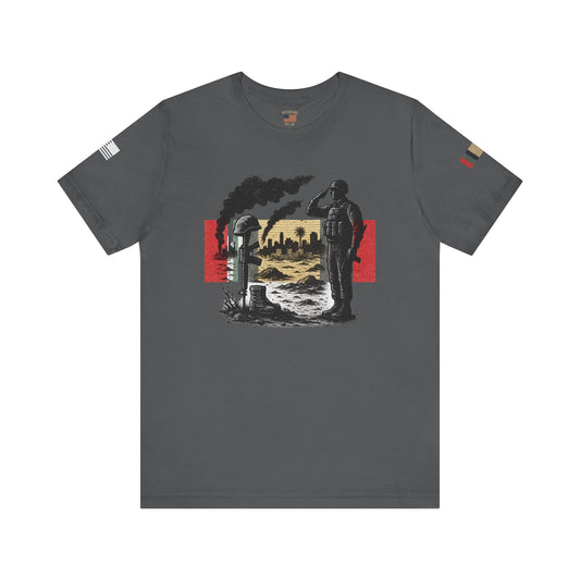 Patriotic Salute Tee, Iraq Tribute Shirt, Veteran Appreciation Gift, Casual Wear, Unisex Graphic Tee, Independence Day Apparel
